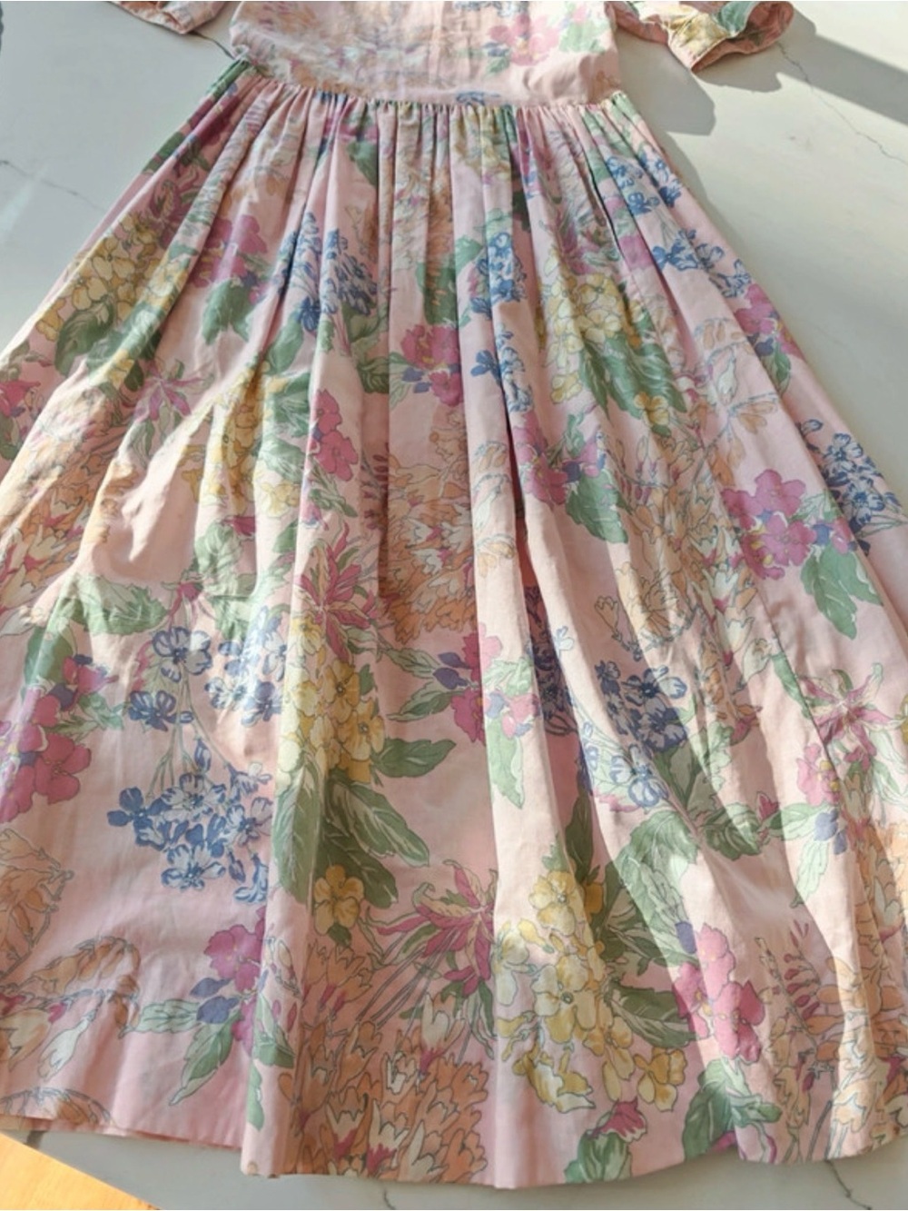 Vintage Laura Ashley cottage core dress Pink Prairie midi Puff size 6 - Picture 2 of 13
